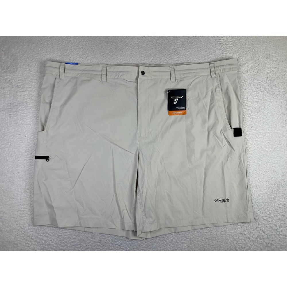 Columbia Titanium Shorts Mens 52 Beige 9 In Omni-Shield Hiking Stretch Quick Dry
